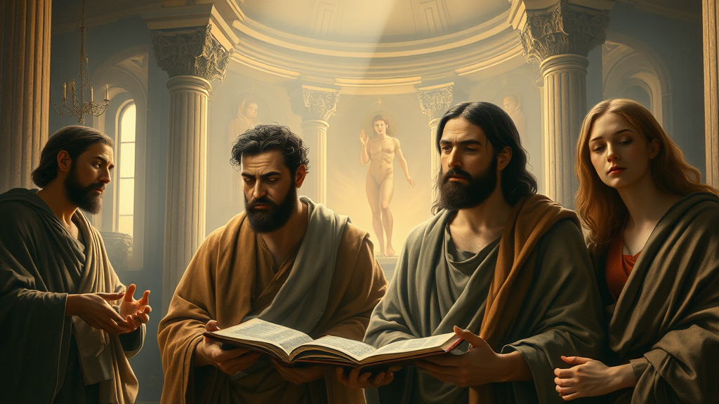 신앙적인 틀에서 심오하고 침착한 종교적 장면