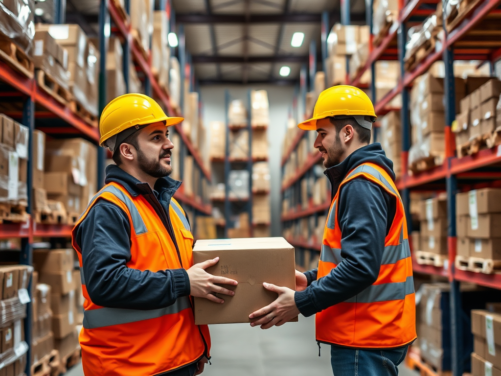 Warehouse workers in London, temporary staff managing inventory and logistics