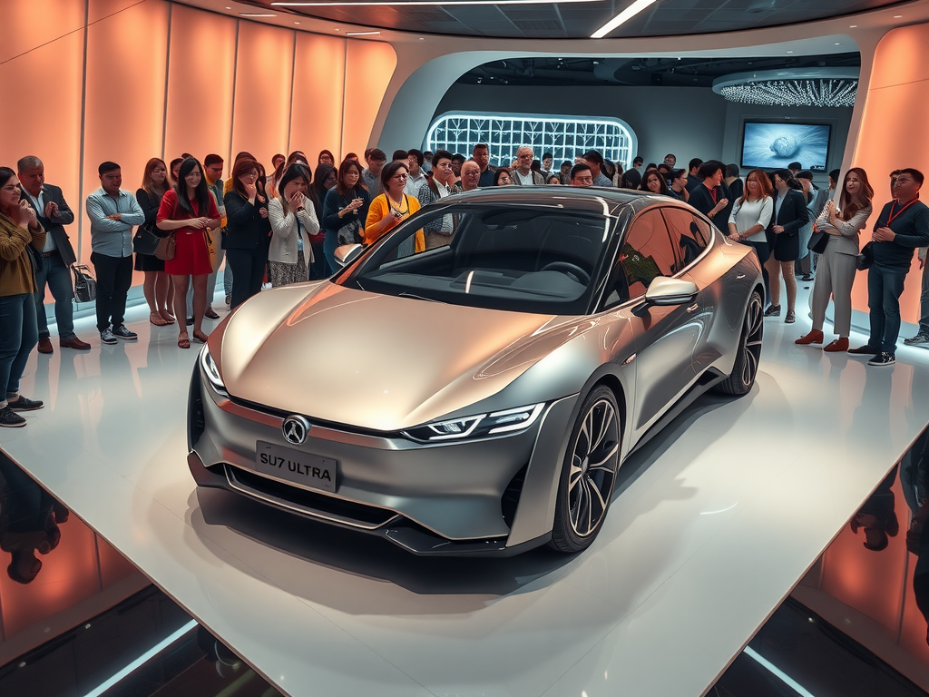 شیائومی SU7 اولترا در نمایشگاه با مشتریان هیجان‌زده چینی