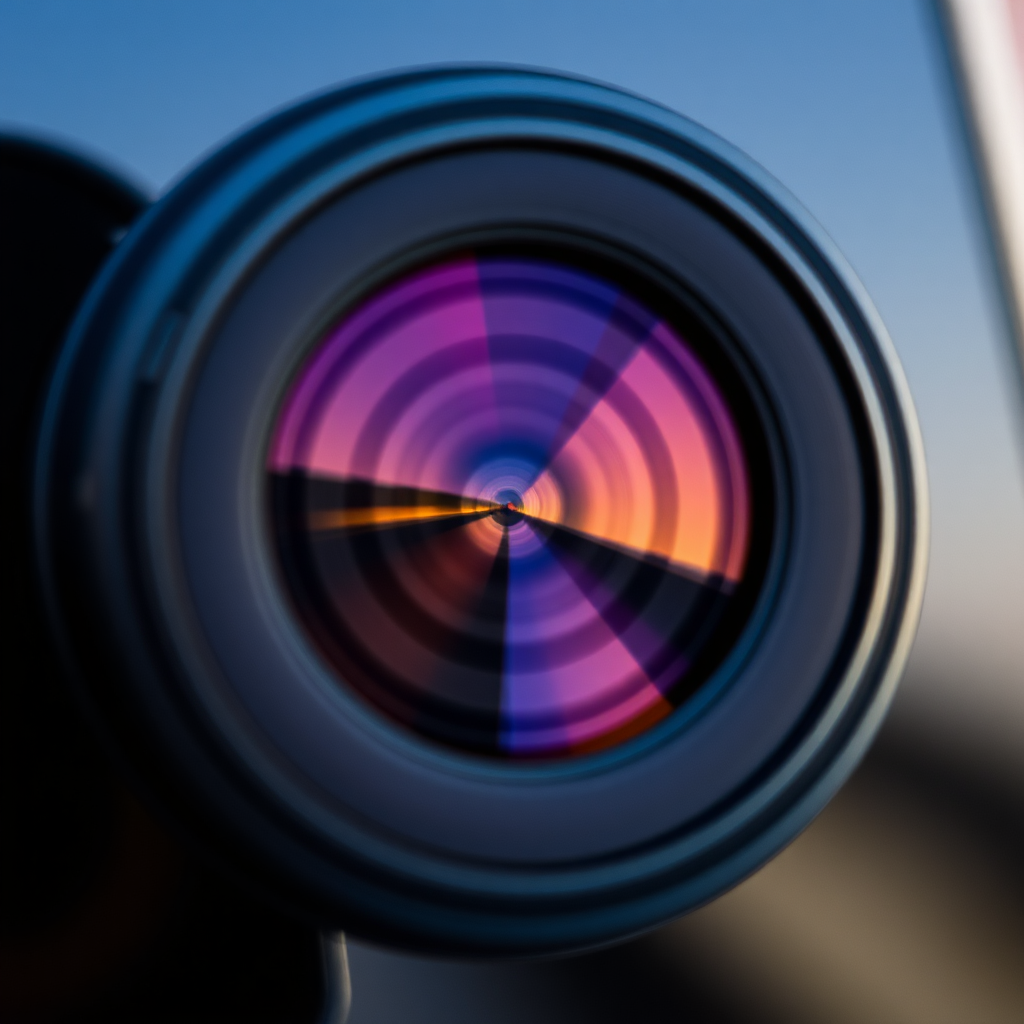 نمای نزدیک از لنز دوربین گوشی موبایل مدرن، نشان دهنده کیفیت و قابلیت‌های بررسی گوشی موبایل