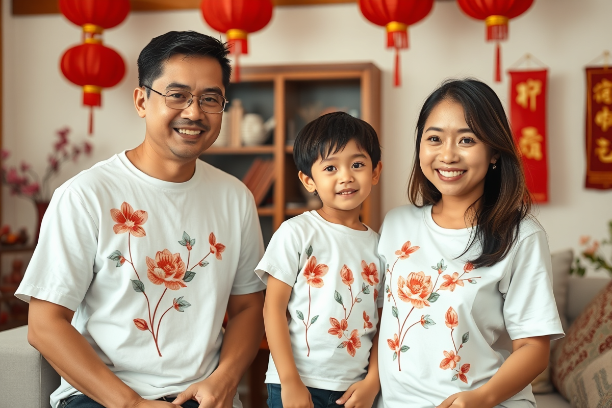 Family in matching Tết Đoàn Viên T-shirts Bộ Sưu Tập Áo Thun Việt Nam 2025