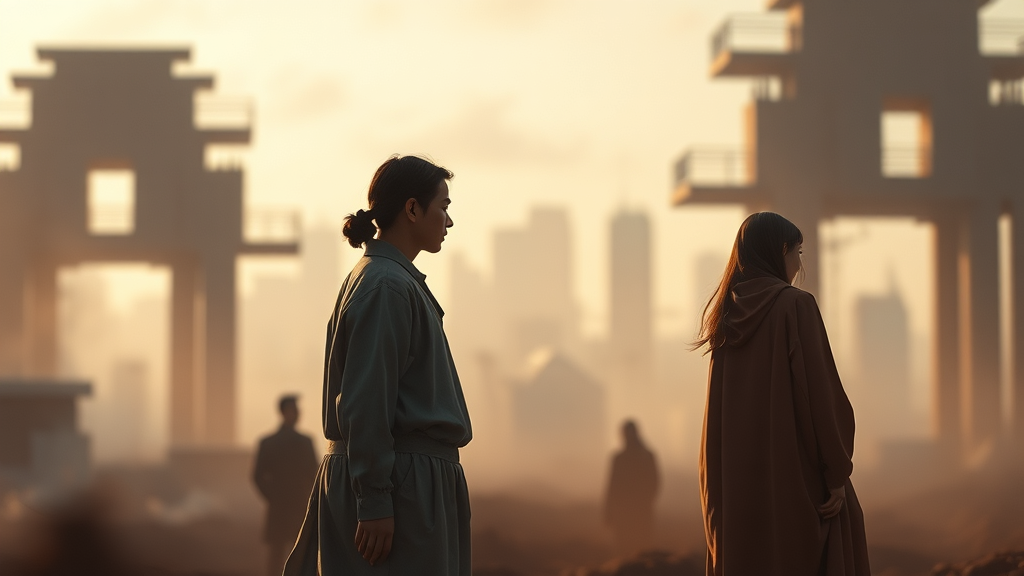 부동산 양극화 속에서 갈등과 희망을 동시에 표현한 이미지