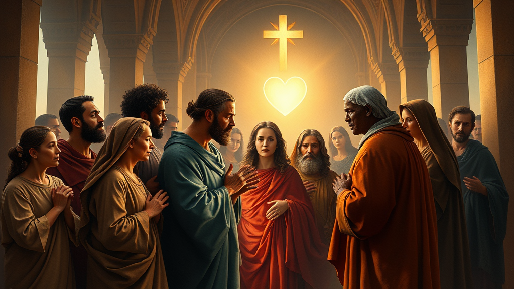 공동체와 치유를 상징하는 종교적 이미지