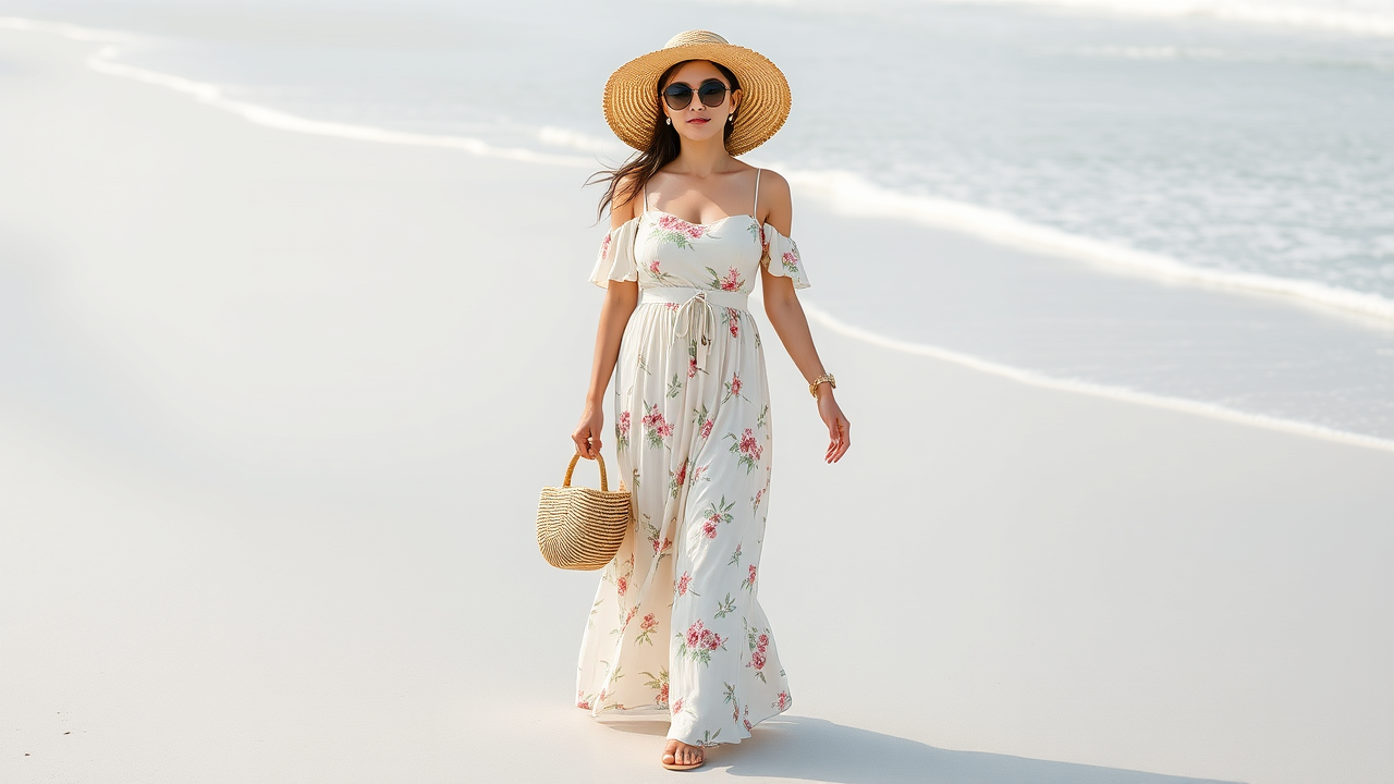 Đầm maxi pastel phối phụ kiện trend