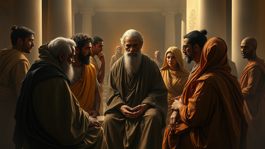 책임과 무지를 주제로 한 종교적 장면