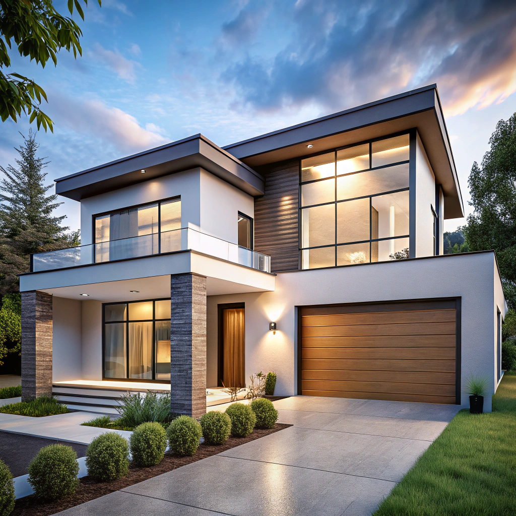 Modern Minimalist Home Design - 55' x 37' Elevation