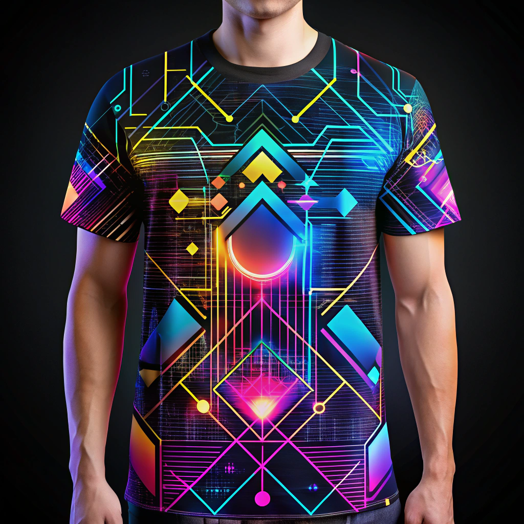 Futuristic Men's T-Shirt Design: 90s Aesthetic Futuristic Men's T-Shirt Design: 90s Aesthetic