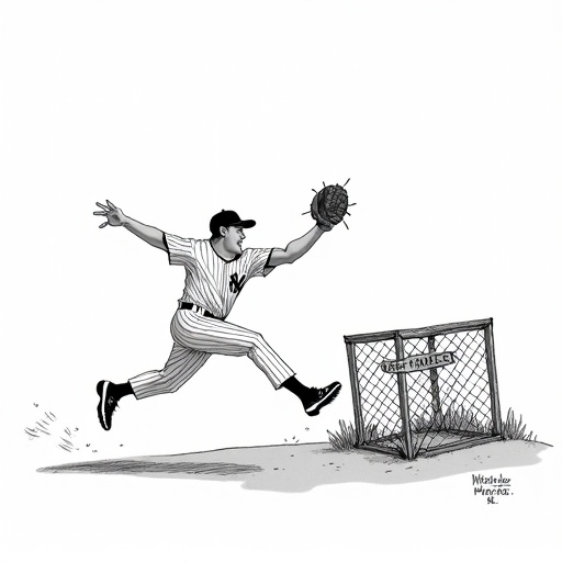 Mariano Rivera Injures Achilles Tendon at Yankees Event single-panel cartoon