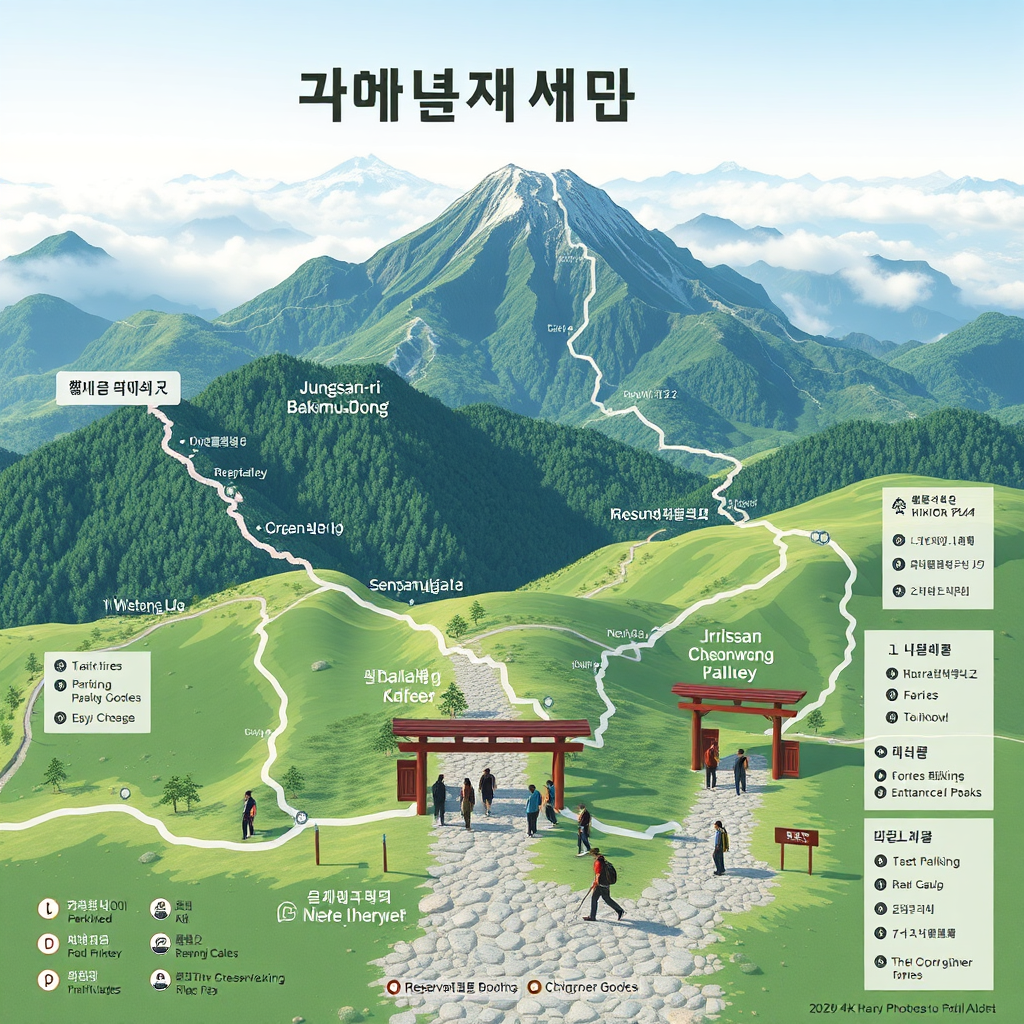 각 등산 기점별 특징과 예약/입장료/주차장 정보