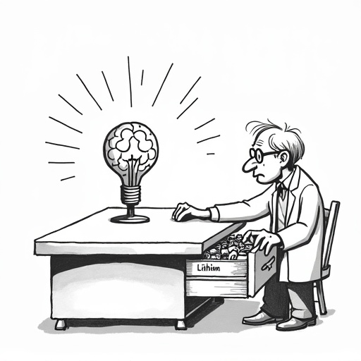 Harvard Study Links Lithium Loss to Alzheimer's Disease single-panel cartoon