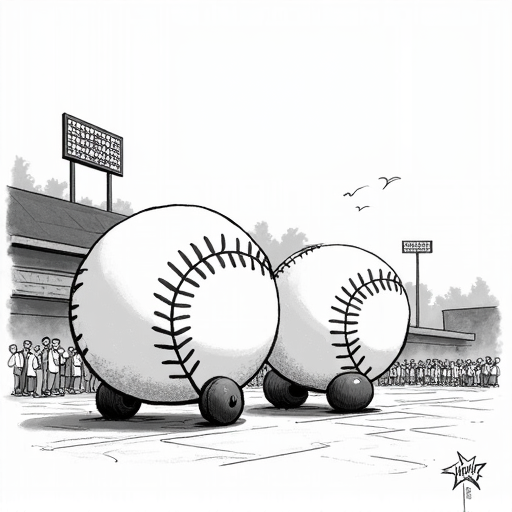 Speculation Over Federal Agents at Dodger Stadium single-panel cartoon