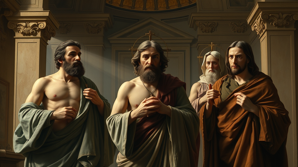 진실과 정의를 주제로 한 종교적 장면