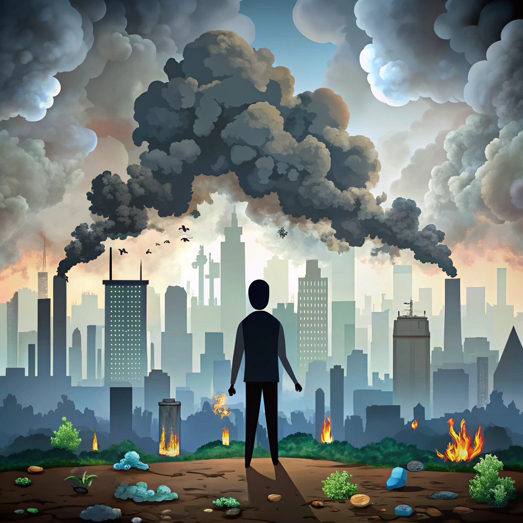 Stick Figure Art: Pollution in Urban Environments