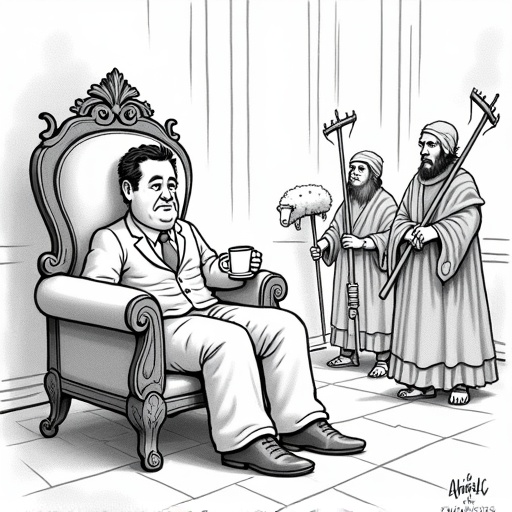 Vice President JD Vance Begins Vacation in British Manor single-panel cartoon