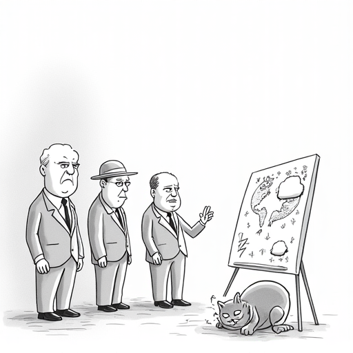 Defense Department Ends Satellite Weather Data Provision single-panel cartoon