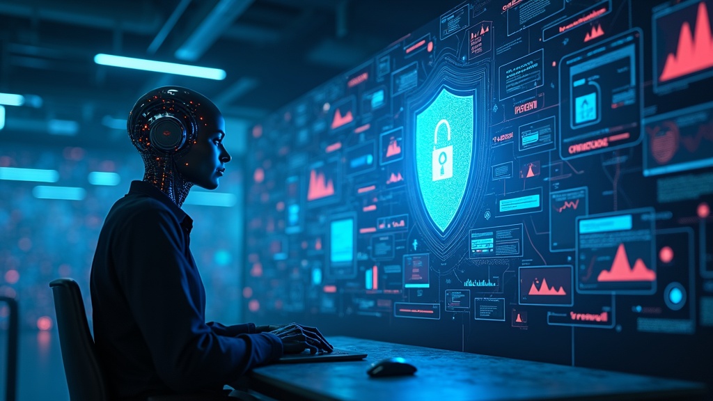 Representación conceptual de la IA agéntica analizando redes de comunicación complejas para la ciberseguridad organizacional.