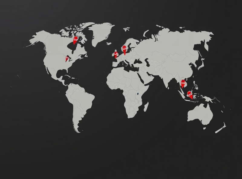 A stylized map of the world with lines connecting different regions, and small Coca-Cola logos or beverage icons placed across the map, illustrating the company's vast global reach and distribution.