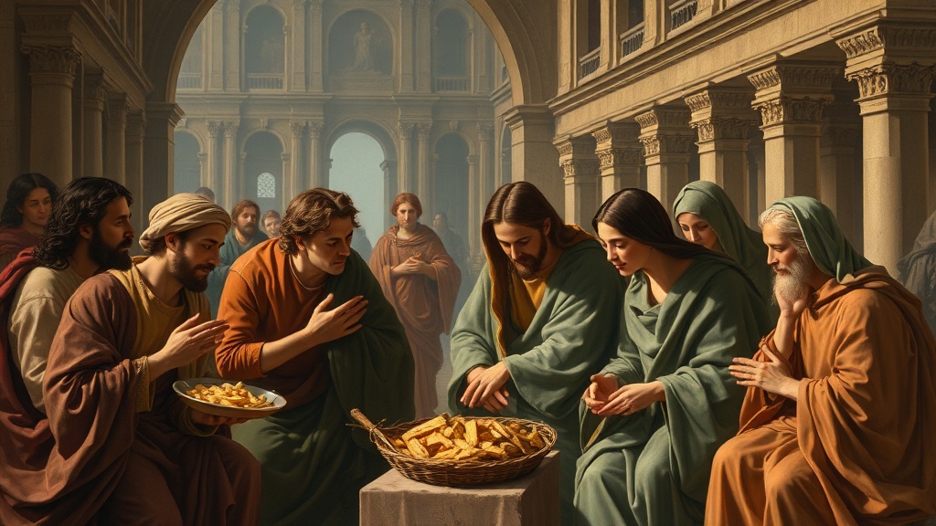 소비 쿠폰과 이웃 사랑의 연관성을 표현한 상징적인 배경 이미지