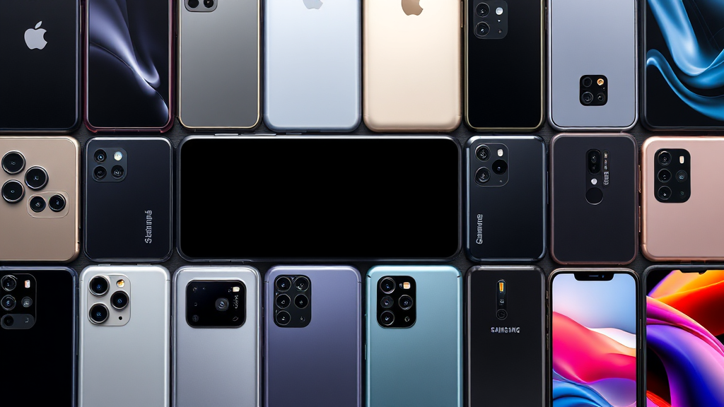 A collection of modern smartphones showcasing diverse designs, camera modules, and screen types, highlighting the latest smartphone news.