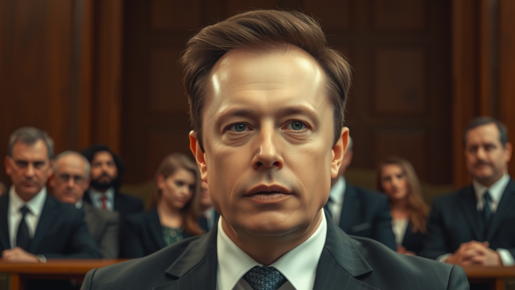 تصویر واقعی و باکیفیت از یک نمودار سهام با پیکهای صعودی و نزولی، نشاندهنده نوسانات بازار پس از یک توییت، با پسزمینهای از شبکههای اجتماعی، مرتبط با حکم دادگاه ایلان ماسک.