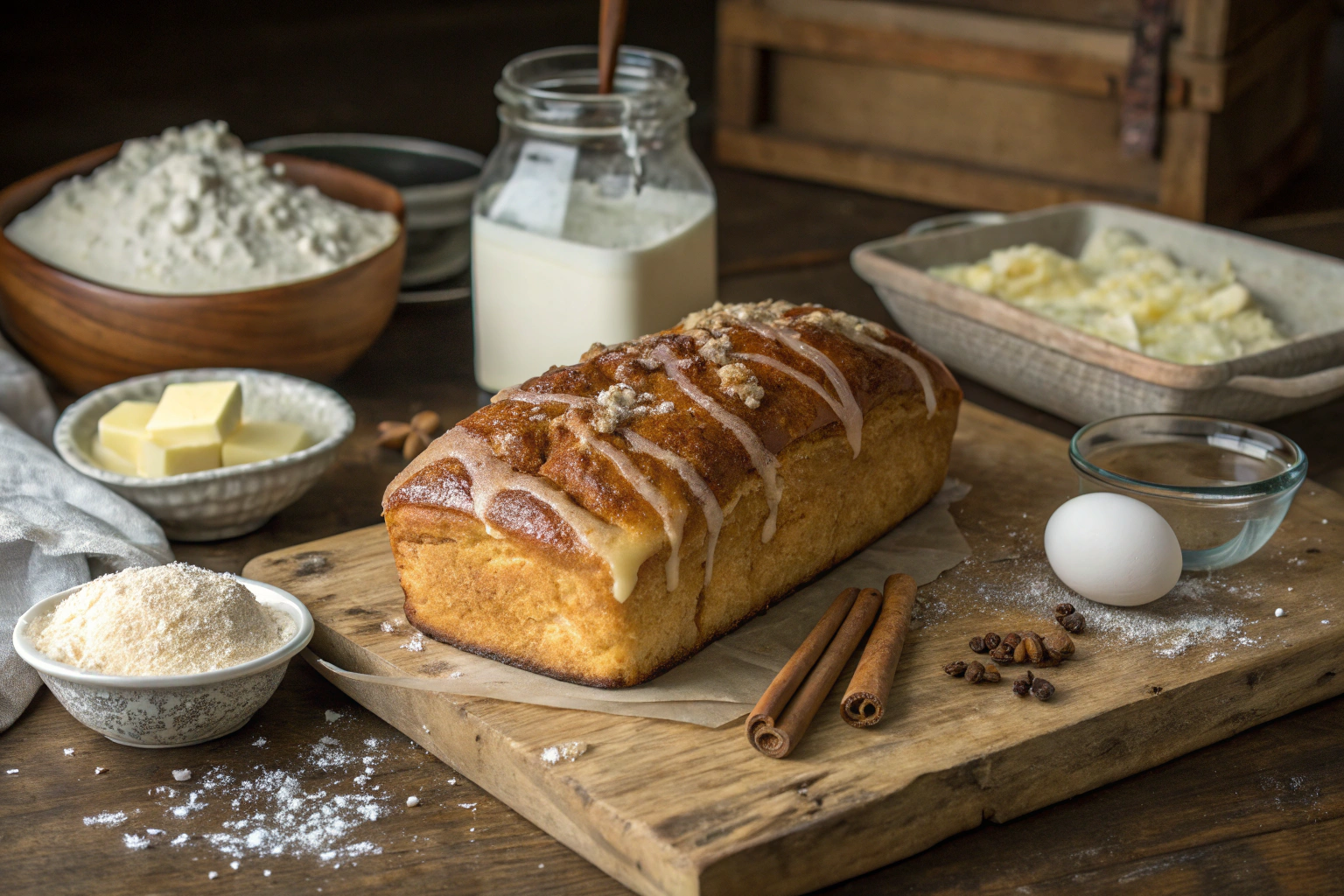 Glazed Cinnamon Roll Bread Quick Bread Ingredients