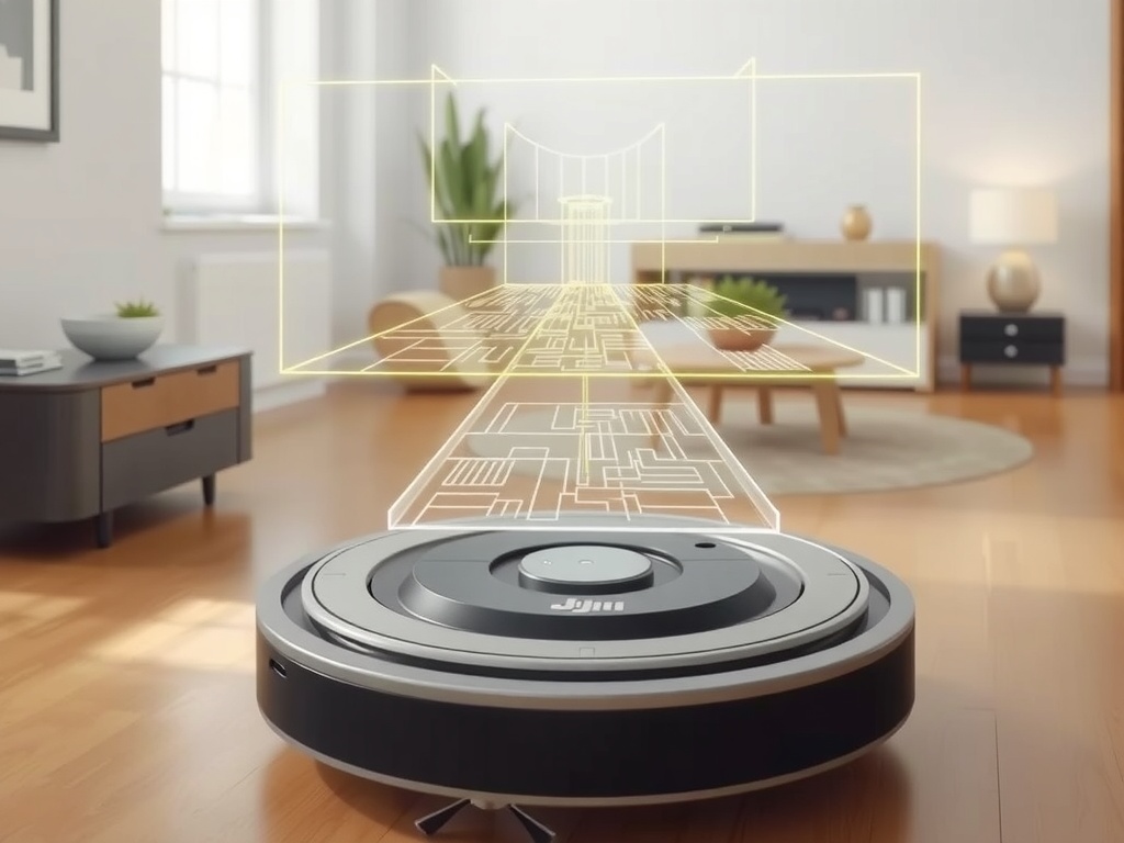 جاروبرقی رباتیک DJI با استفاده از فناوری LiDAR در حال نقشه‌برداری دقیق از محیط خانه