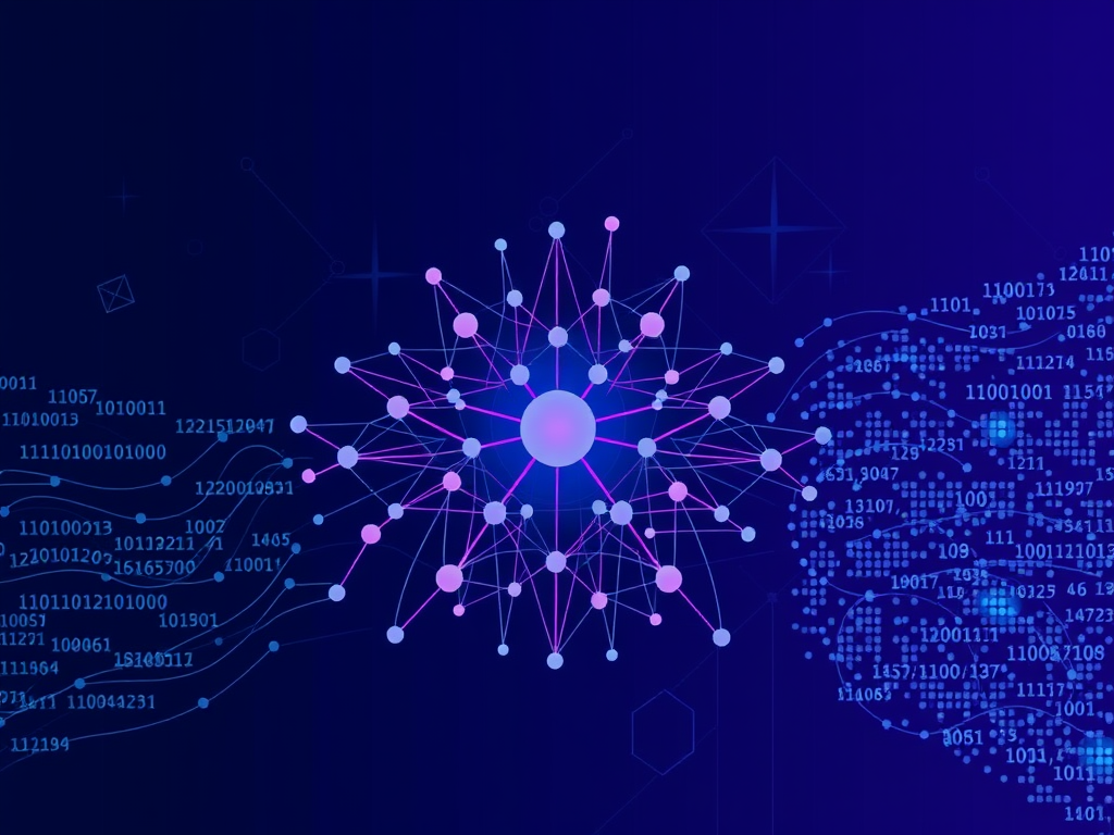 A digital illustration showing two faces, one human and one AI, connected by various data points and fairness metrics, symbolizing AI bias detection