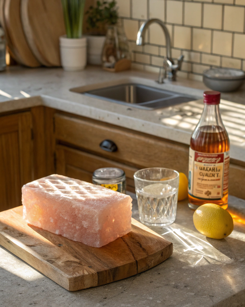 Pink Salt Trick Recipe: Himalayan Salt Weight Loss Secret (Proven Method) 6 pink salt trick recipe ingredients laid out on clean white counter