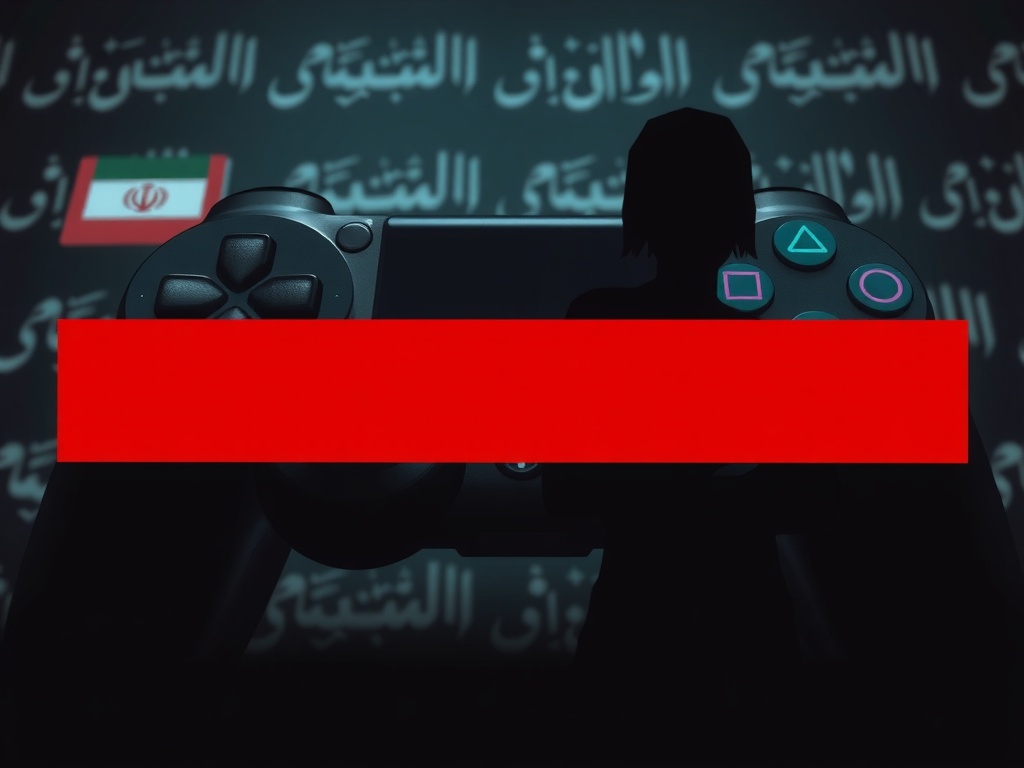 یک کنترلر بازی که بخشی از آن توسط نوار قرمز 'سانسور شده' پوشانده شده است، نمادی از سانسور در اخبار بازی و صنعت بازی.