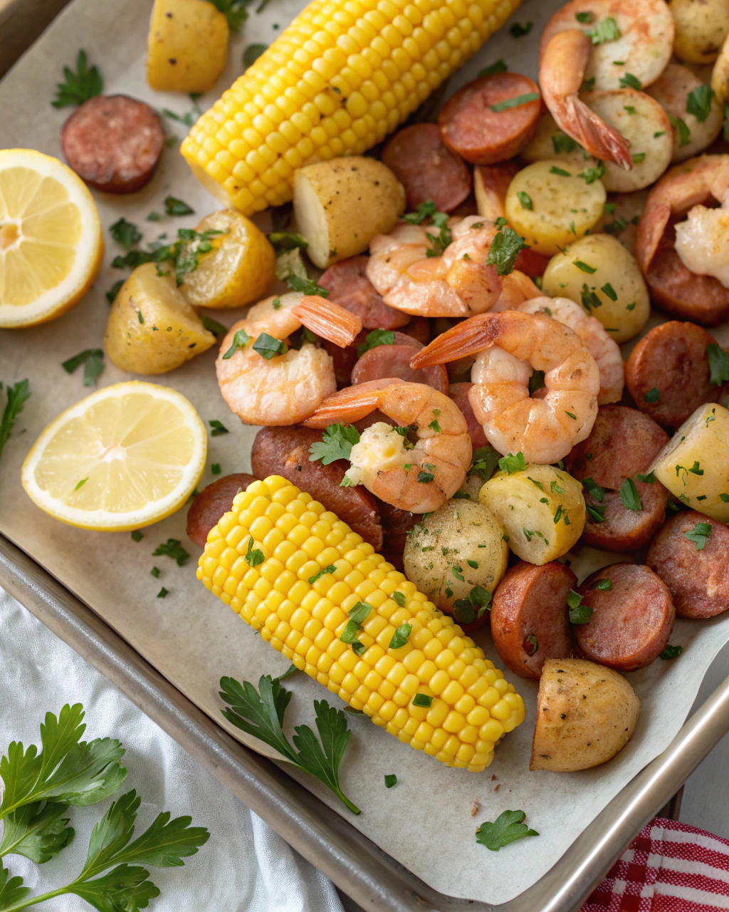 Easy Sheet Pan Shrimp Boil ngredients