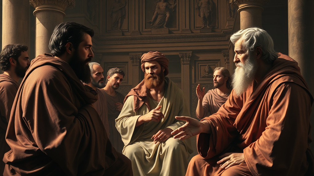 사회적 대화의 중요성과 타협의 의미를 상징적으로 묘사한 이미지