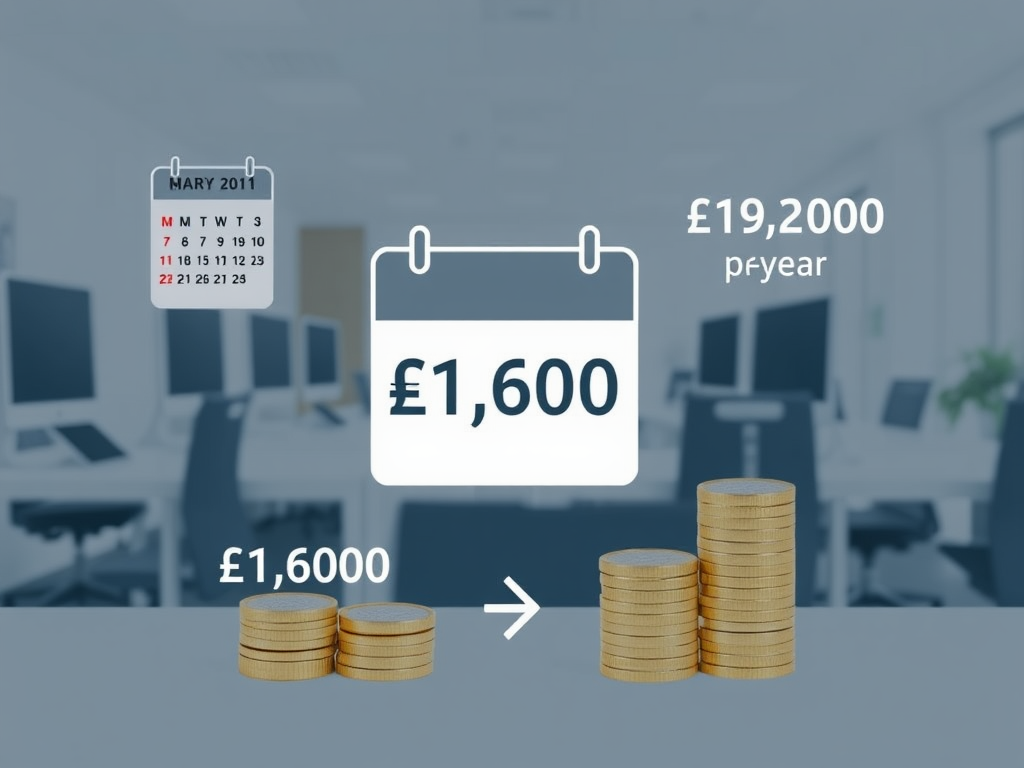 £1,600 Monthly Pay: From Gross Salary to Net Take-Home (UK Guide) 2 Infographic: £1,600 per month converting to £19,200 per year