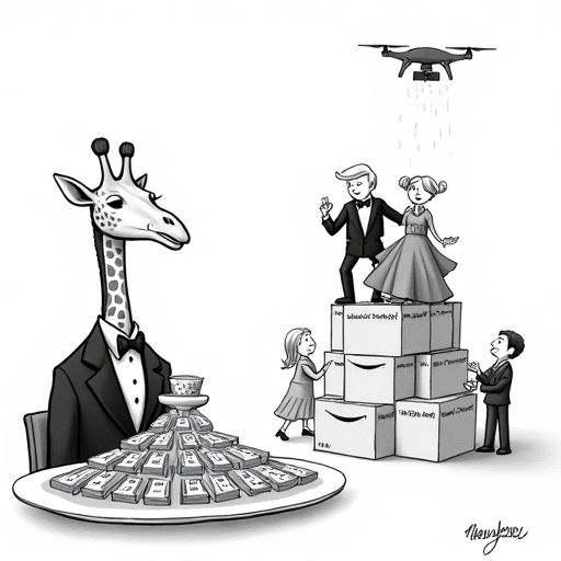 Ivanka Trump Attends Jeff Bezos' Wedding with Family single-panel cartoon