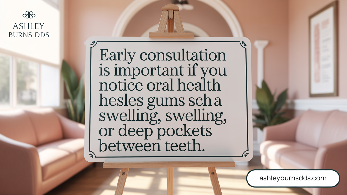 Early consultation is vital if you notice gum bleeding, swelling, or pocket depths over 4mm.