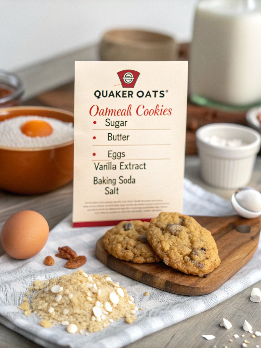 Ingredients for Quaker Oats Oatmeal Cookies
