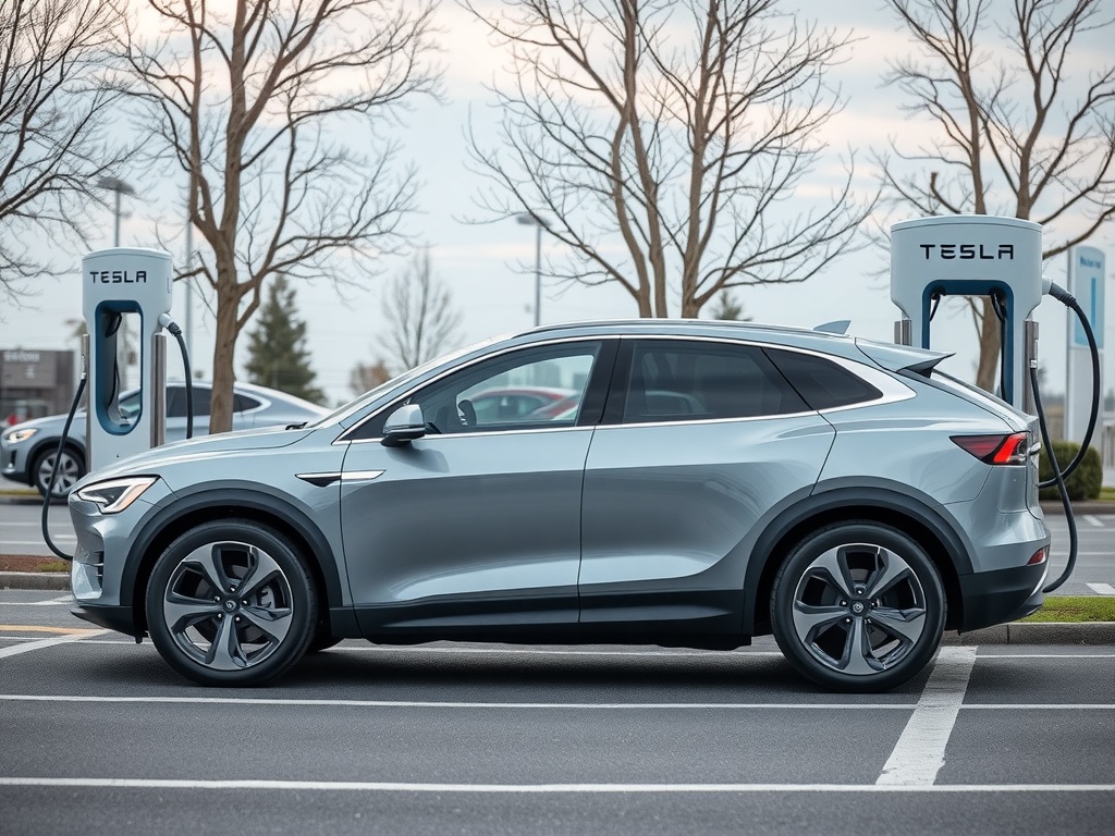 خودروی برقی لوسید گراویتی در حال شارژ در ایستگاه سوپرشارژر تسلا با پورت NACS