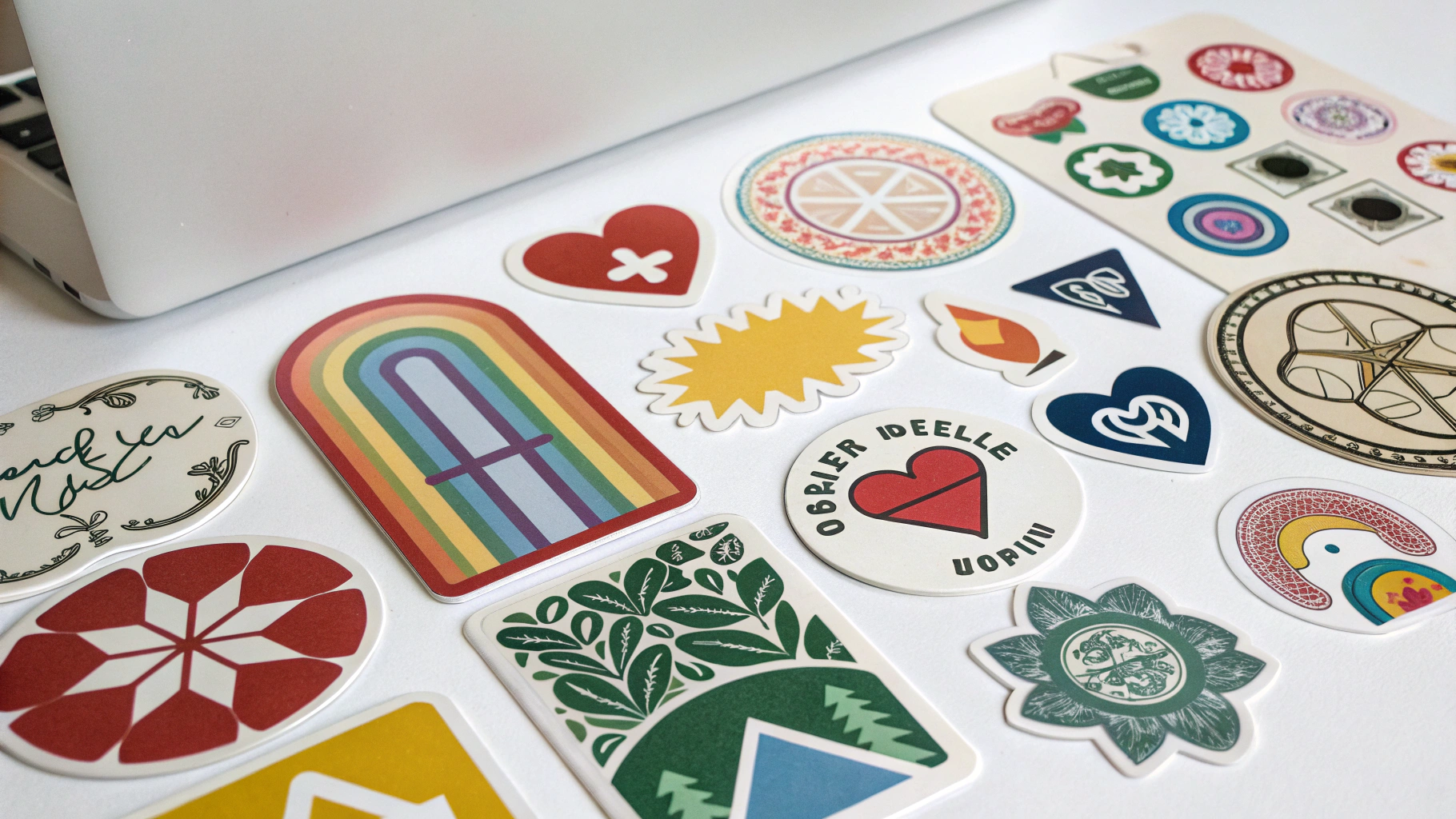 Các loại **sticker** với hình dạng và kích thước khác nhau