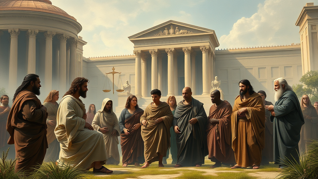 정의와 사법 독립을 상징하는 장면