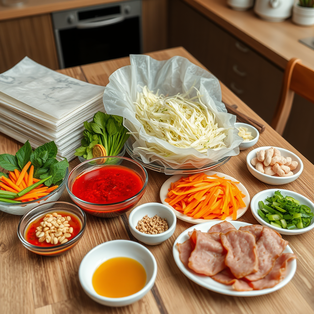 라이스 페이퍼 마라전병 준비 재료