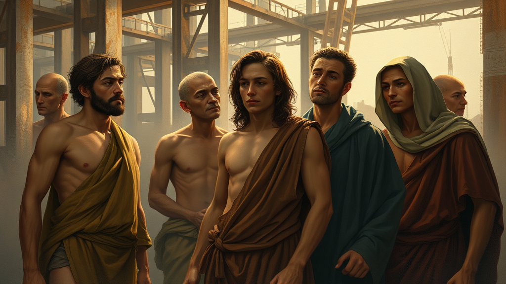 인간 삶의 취약성과 작업 환경 내 책임의 중요성을 묘사한 장면