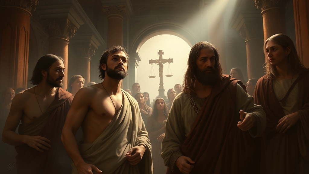 진실과 정의를 추구하는 마음을 형상화한 종교적 장면