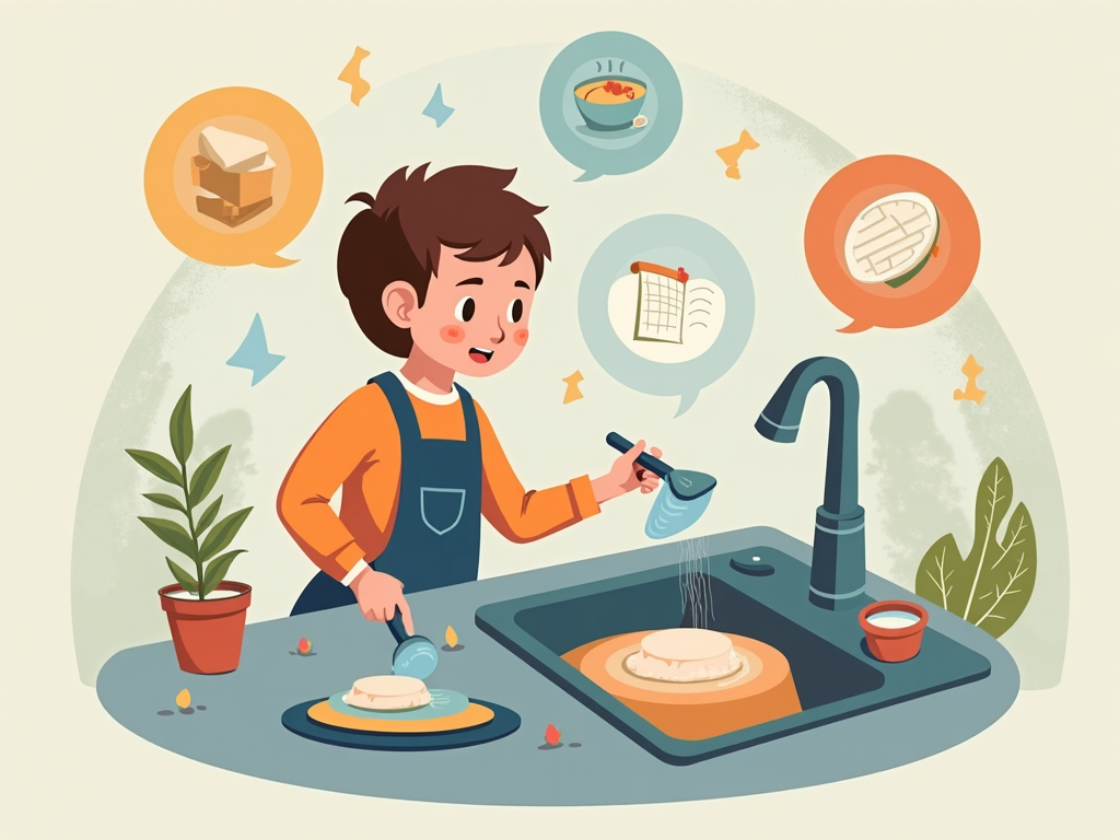 Child doing chores image