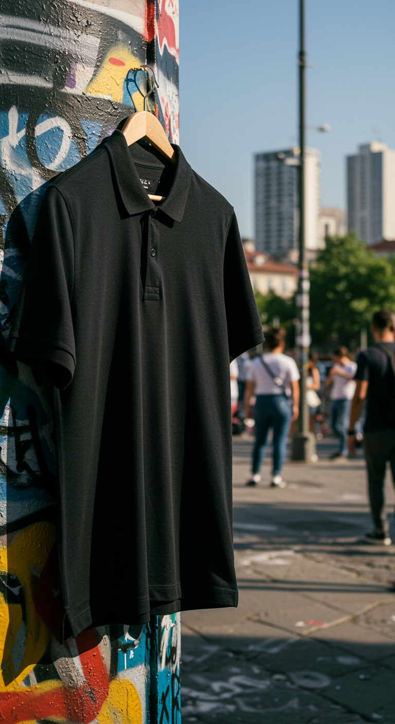 black polo shirt