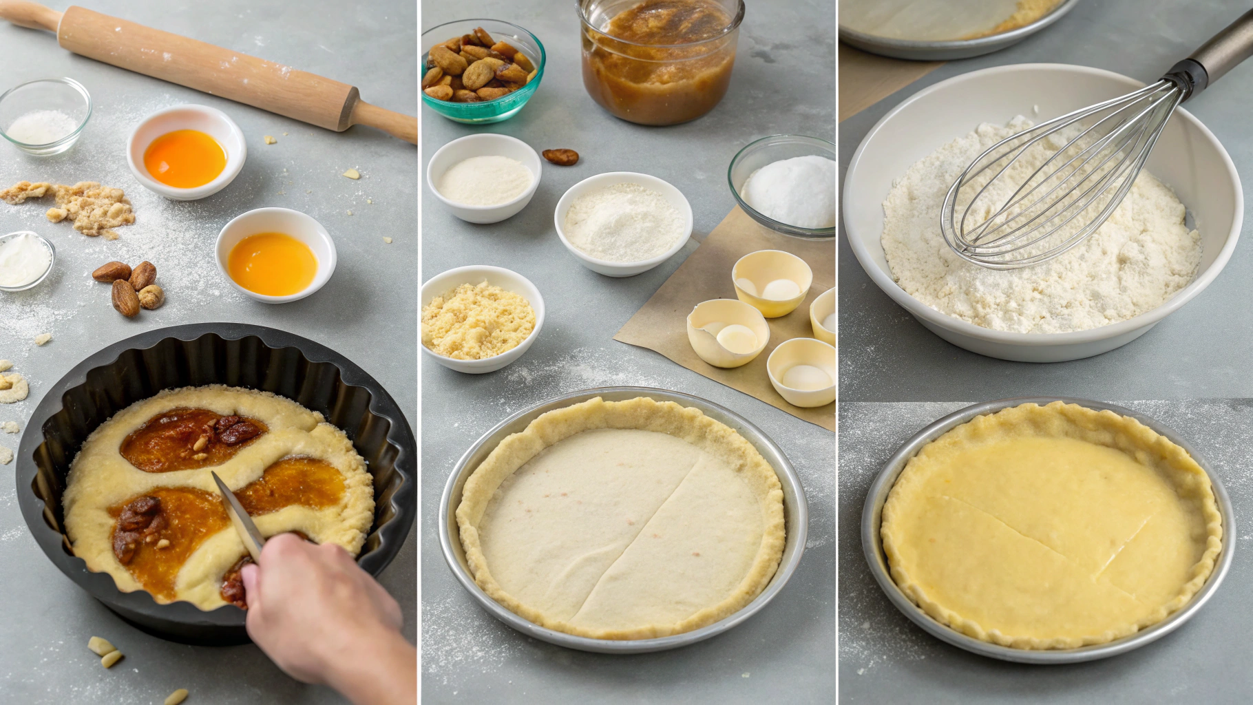 Mixing frangipane filling in a bowl