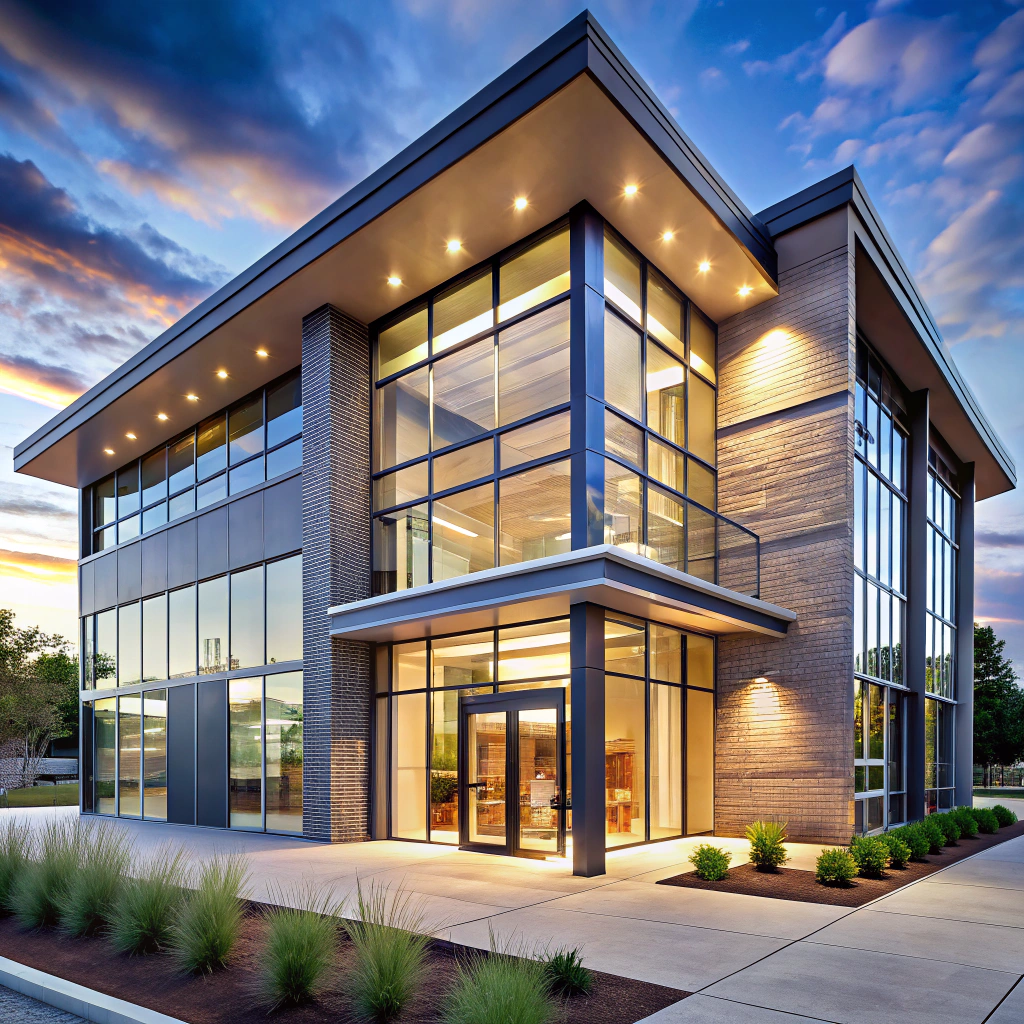 Elegant Two-Story Business Facade Design