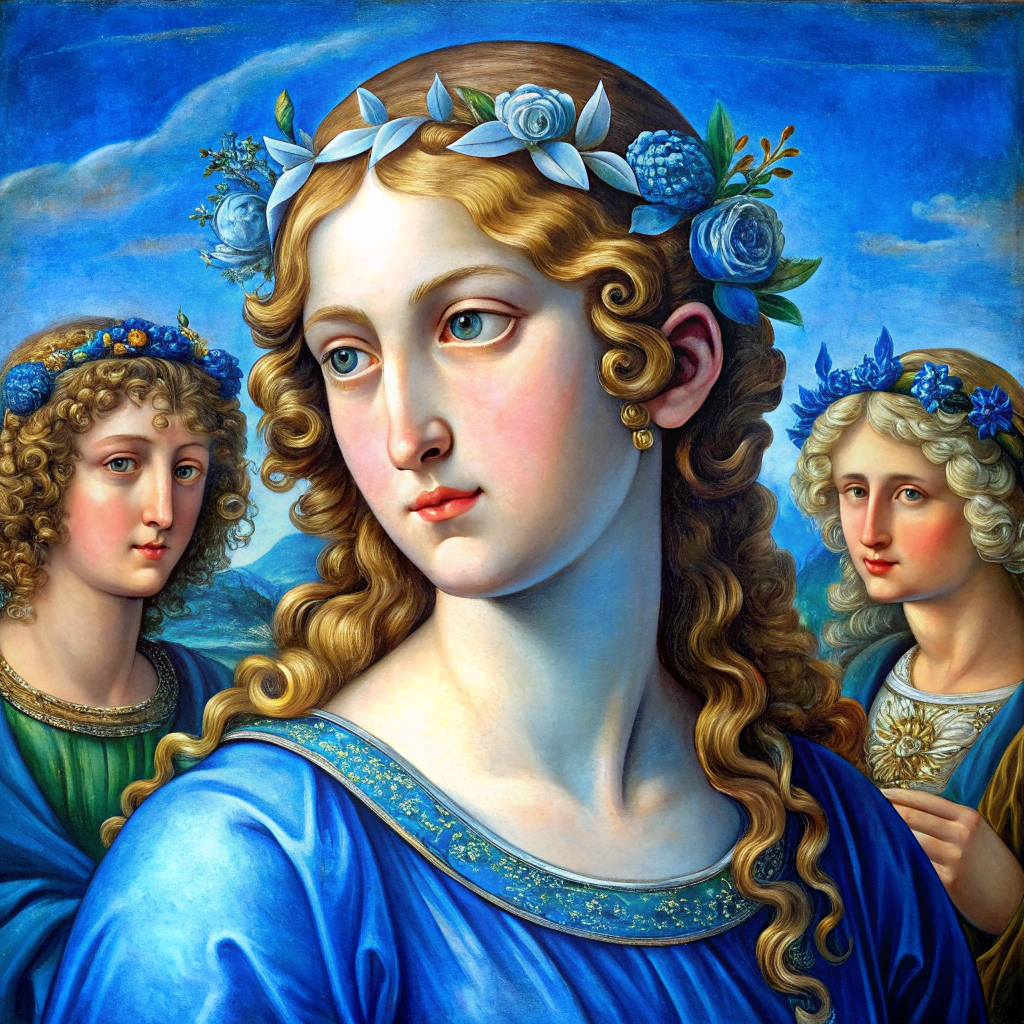 Renaissance Painting in Blue Shades