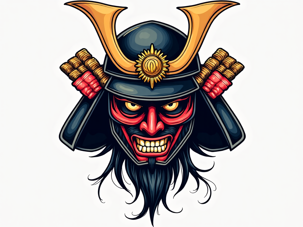 Samurai Iconic Mask Samurai mask with traditional | Japanese Irezumi Tattoo