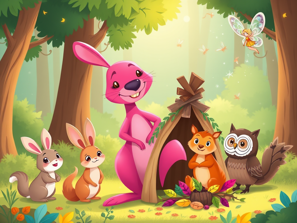 The Hot Pink Kangaroo and the Fairy's Cozy Home