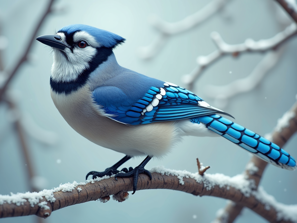 Blue jay perched on a branch
