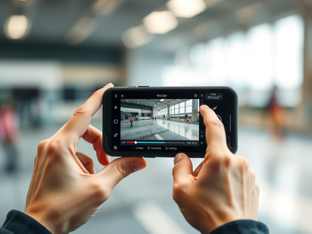 شخصی در حال فیلمبرداری با گوشی هوشمند برای تولید محتوای آخرین اخبار و بررسی‌های فناوری